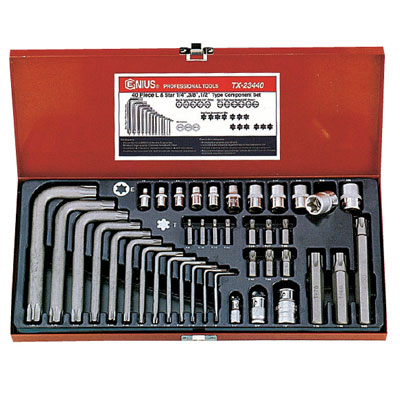 szerszm kszlet,dugkulcs kszlet,torx kszlet,E-torx,T-torx,krovafej,torx kulcs kszlet,komplett kszlet,torx crowa,Genius Tools